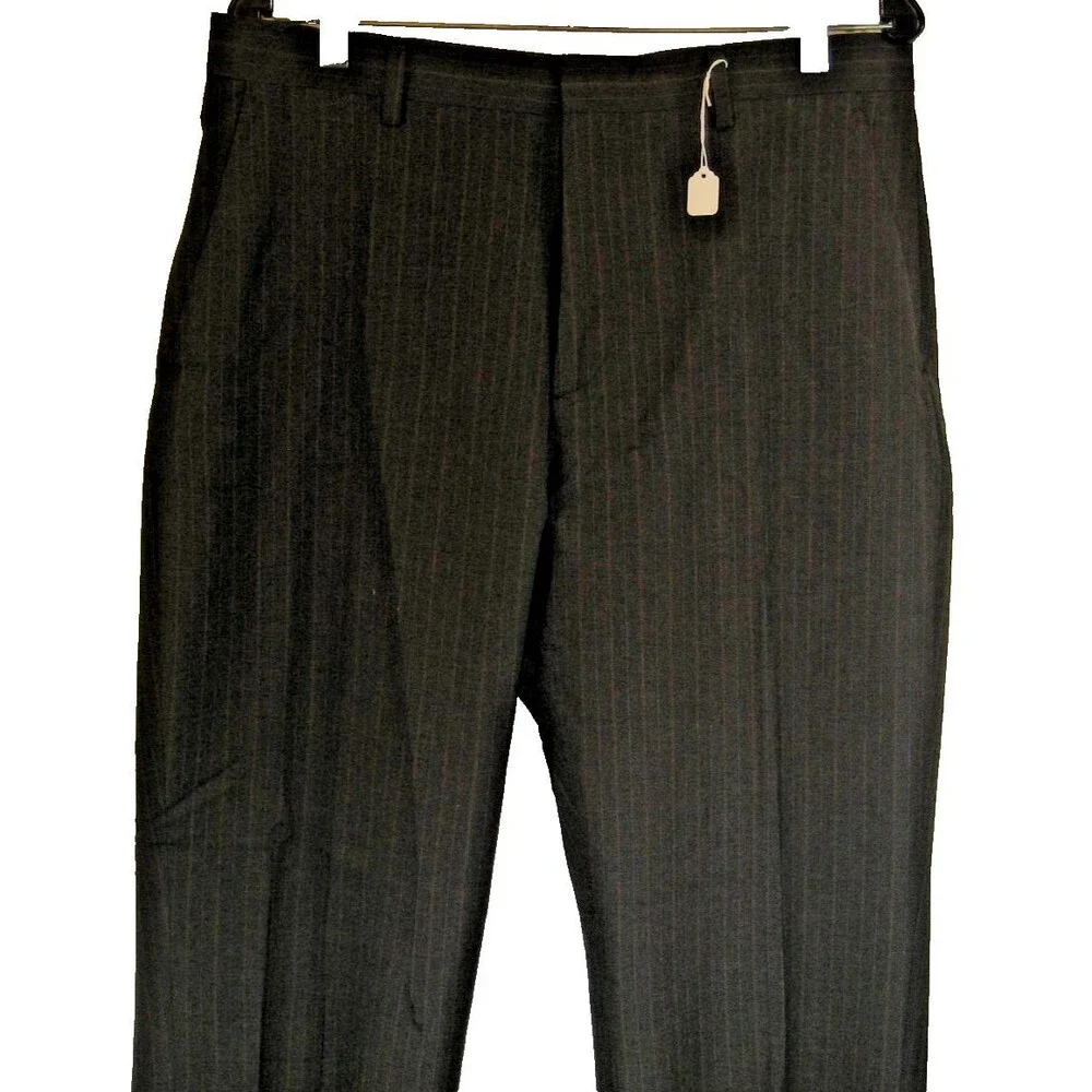 Mens NWOT Banana Republic Char Stripe Classic Flat Front Casual Pants sz 34x30